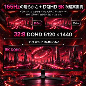 OYCS OY-CS44 45インチ 曲面ゲーミングモニター｜DQHD 5120×1440・165Hz・1ms・1500R - 图片 2