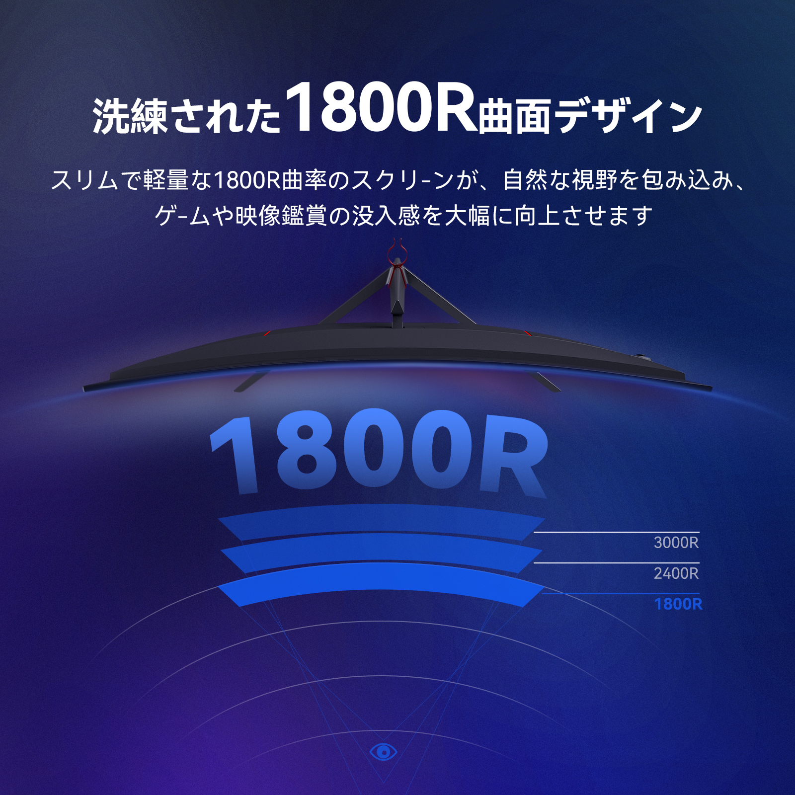 OYCS  27インチ 曲面ゲーミングモニター フルHD 200Hz 1800R VA - 图片 4