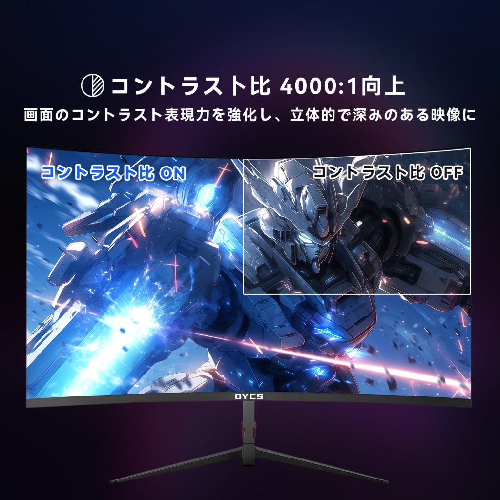 OYCS  27インチ 曲面ゲーミングモニター フルHD 200Hz 1800R VA