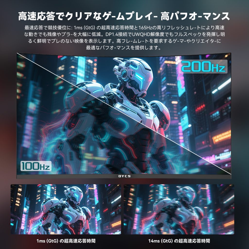 OYCS  27インチ 曲面ゲーミングモニター フルHD 200Hz 1800R VA